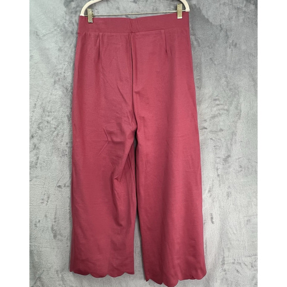 Zenana Outfitters‎ Lounge Pull On Wide Leg Pants Desert Rose Sz 1X Scalloped Hem - Picture 6 of 13